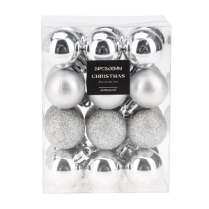 Bombki Plastikowe Srebrne 3cm kpl. 24szt