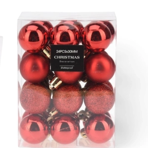 Bombki Plastikowe Czerwone 3cm kpl. 24szt