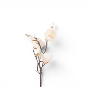 Magnolia Sztuczna Gałązka Biała z Brokatem 54cm