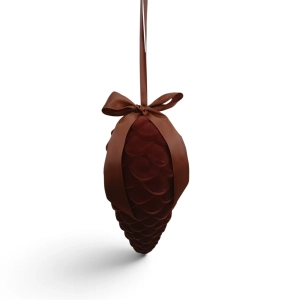 Zawieszka Świąteczna Szyszka Brązowa Welur 19cm