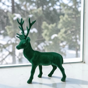 Figurka Renifer Flokowany Zielony 28cm