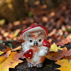 Jesienna Ceramiczna Figurka Sowa 8cm