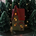 Ceramiczny Domek LED 18cm - Zielony/Czerwony