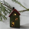 Ceramiczny Domek LED 15cm - Zielony/Czerwony