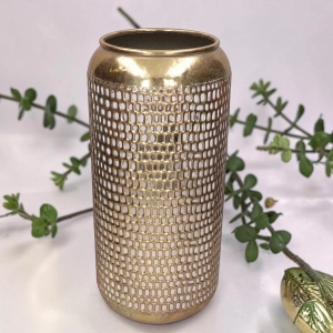 Dekoracyjny Wazon Metalowy Złoty Tuba 49cm