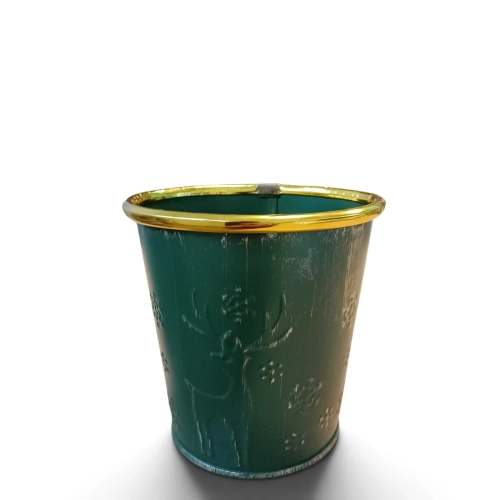 Metalowa Zielona Osłonka Renifery 10cm