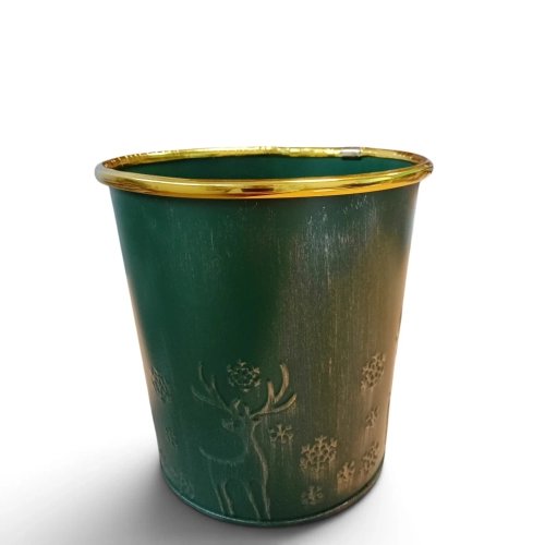 Metalowa Zielona Osłonka Renifery 14cm