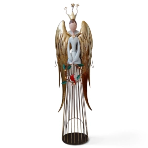 Anioł Metalowy Led z Wiankiem 67cm