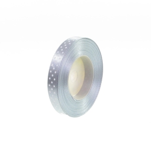 Wstążka Satynowa w Kropki 12mm 22,5mb – Srebrny Nr 180