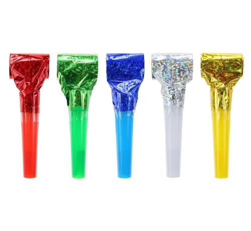 Trąbki Urodzinowe Holograficzne kpl. 6 sztuk - multikolor
