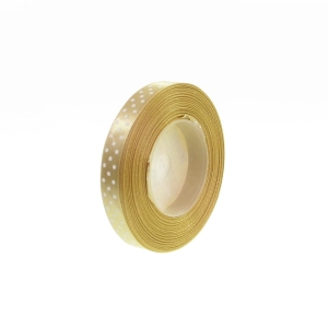 Wstążka Satynowa w Kropki 12mm 22,5mb – Złoty Nr 105