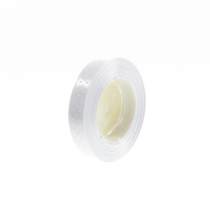 Wstążka Satynowa w Kropki 12mm 22,5mb – Biały Nr 01