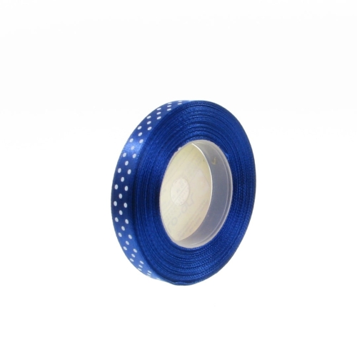 Wstążka Satynowa w Kropki 12mm 22,5mb – Granatowy Nr 153