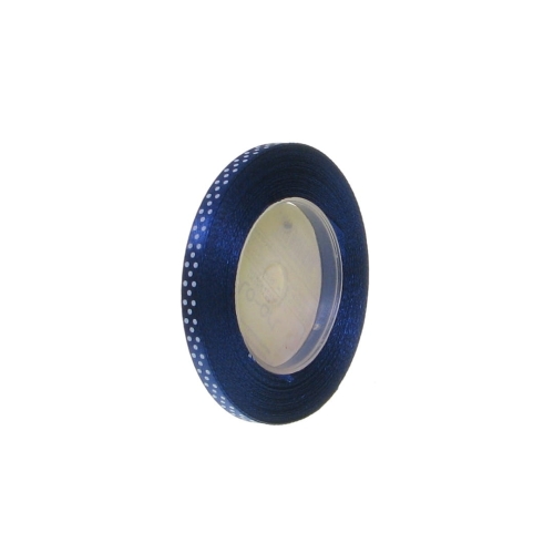 Wstążka Satynowa w Kropki 6mm 22,5mb – Granatowy Nr 153