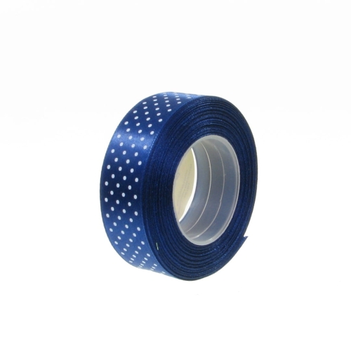 Wstążka Satynowa w Kropki 25mm 22,5mb – Granatowy Nr 153